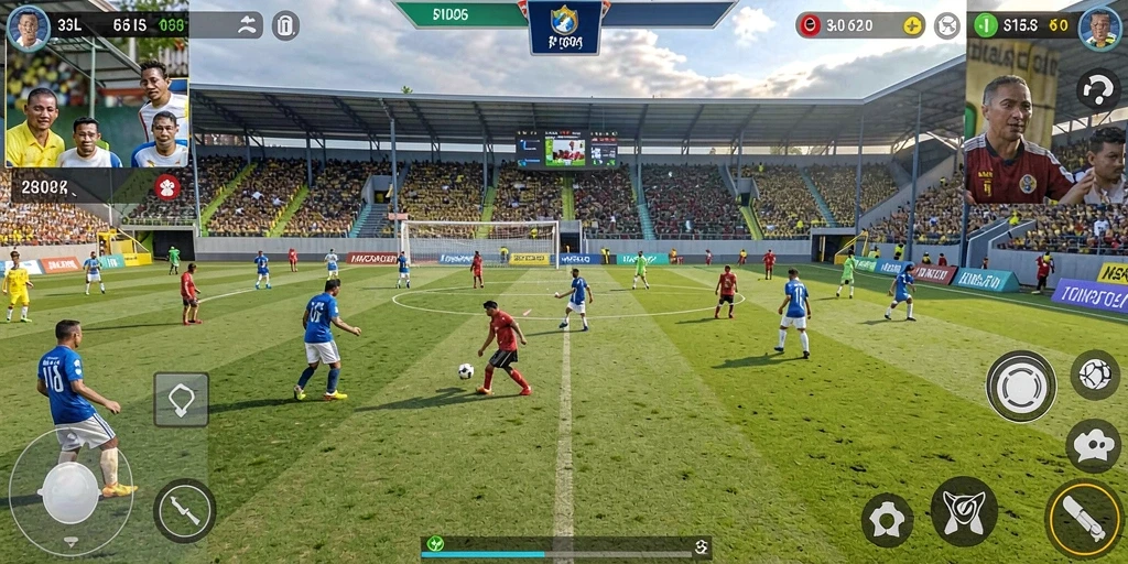 Tampilan gameplay seru dari 33L dengan aksi sepak bola yang mendebarkan.