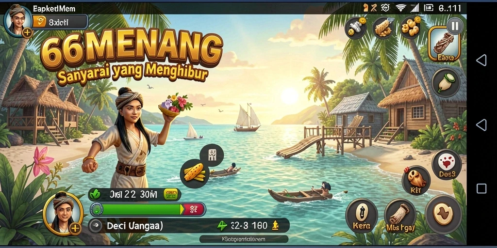 Screenshot menunjukkan gameplay yang ceria dan interaktif.