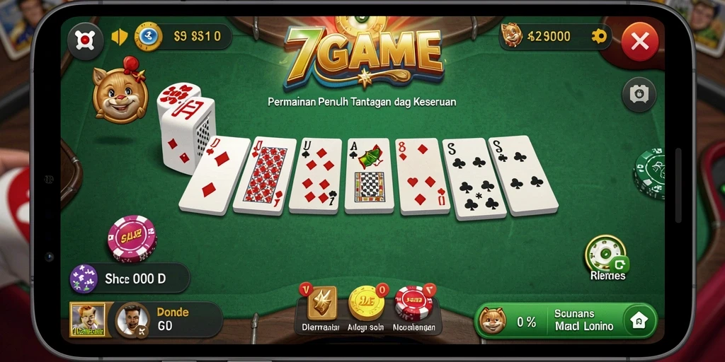 Tampilan gameplay menarik di 7GAME saat bermain Domino.