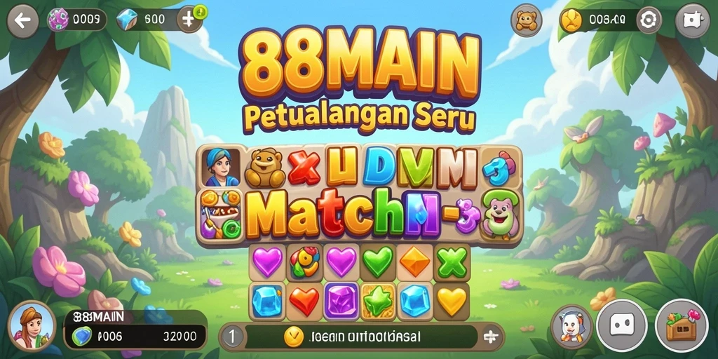 Screenshot gameplay 88MAIN yang menampilkan tantangan seru dan objek warna-warni.