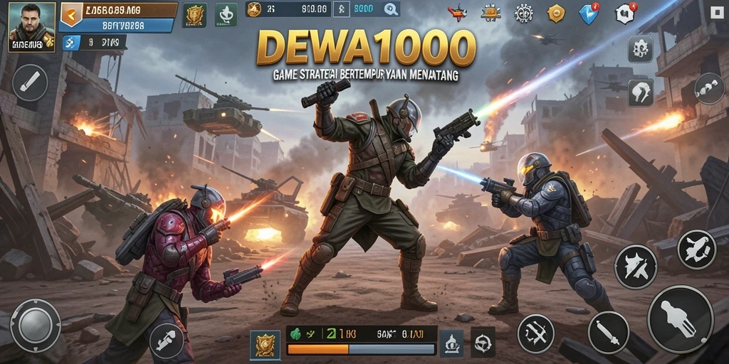 Tampilan menarik dari gameplay strategis DEWA1000.