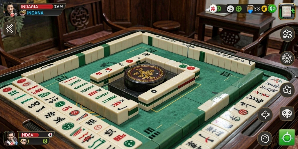 Gambar gameplay <strong>INDAAA</strong> yang menampilkan suasana permainan <strong>Mahjong</strong> yang seru.