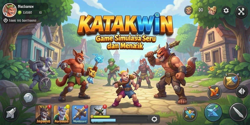 Screenshot gameplay KATAKWIN yang menggambarkan keseruan menjelajah dunia katak.
