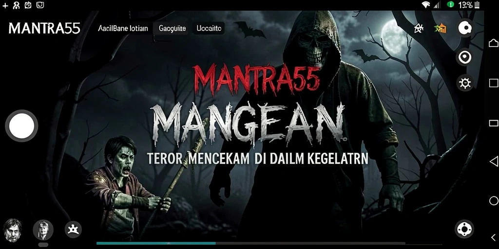 Tampilan gameplay <strong>MANTRA55</strong> dengan suasana Horror yang mencekam.