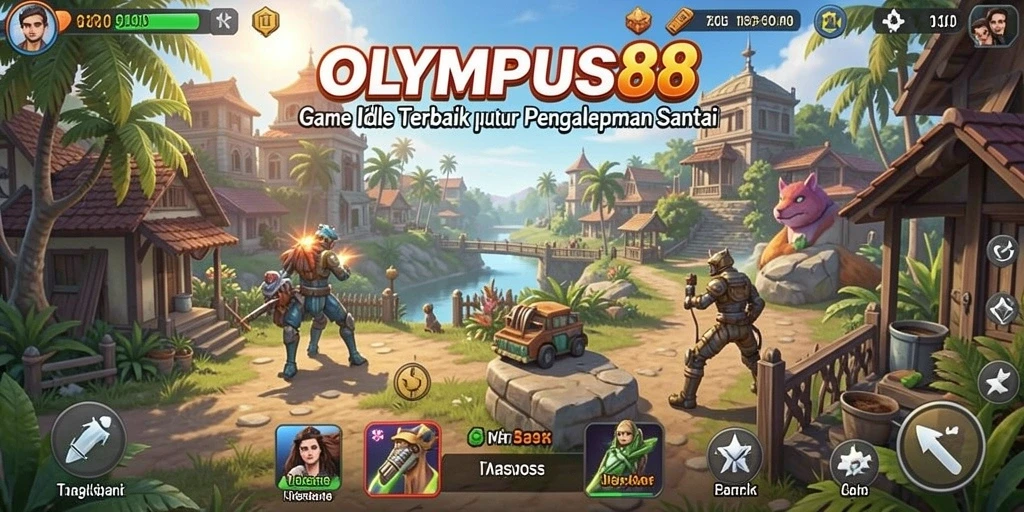 Screenshot gameplay OLYMPUS88 menampilkan aksi karakter dalam mode Idle.